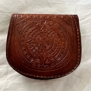 Vintage Mexican Genuine Leather Coin Handmade Wallet Pouch